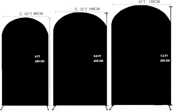 6.6 FT Arch Backdrop Cover, Black Wedding Arch Cover 6.6 FT, Background Stand Covers, Black Chiara Backdrop Cover for Party Celebration Decoration