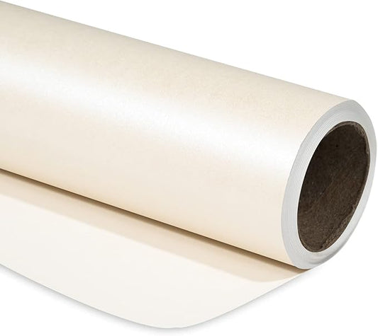 RUSPEPA White Gift Wrapping Paper - Mini Roll - Solid Color Pearly Shiny Silk Paper Perfect for Wedding, Birthday, Baby Shower Neutral, Bridal Shower, Anniversaries,DIY Bouquet- 17 Inches X 16.4 Feet
