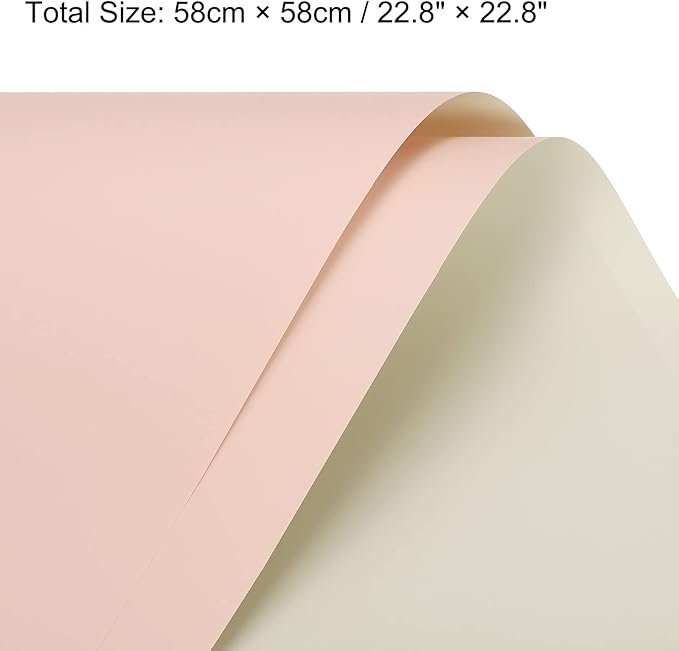 MECCANIXITY 10 Pcs Double Sided Color Flower Wrapping Paper Milk White+Pink 22.8"x22.8" Waterproof for Florist Bouquet Supplies, DIY Crafts, Gift Box Packaging