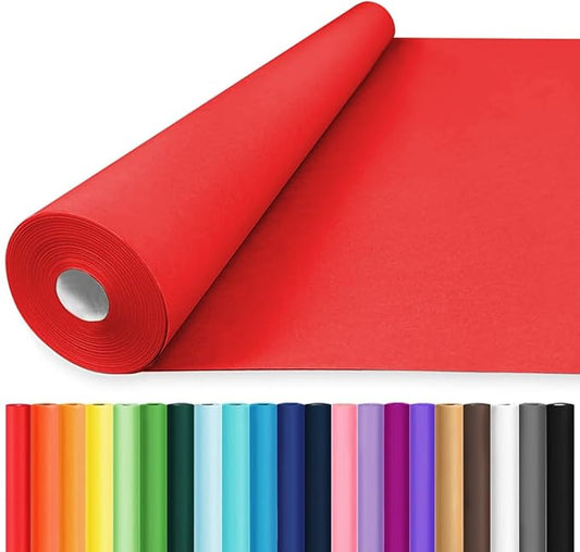 Vanhench 48"x1500"(125') Red Wrapping Paper, Solid Color Art Kraft Craft Paper for Bouquet Flower Crafts Packing Poster or Christmas Mother's Day Gifts, Red Bulletin Board Paper