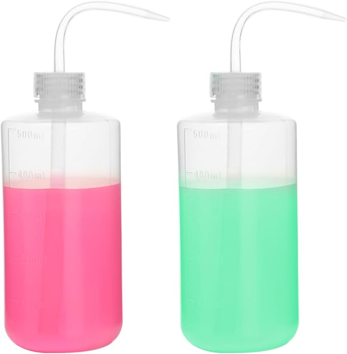 stonylab Chemical Wash Bottle, 2-Pack Plastic Safety Lab Squeeze Wash Bottle, LDPE with Narrow Mouth, 500 ml (16 oz)/2 Bottle