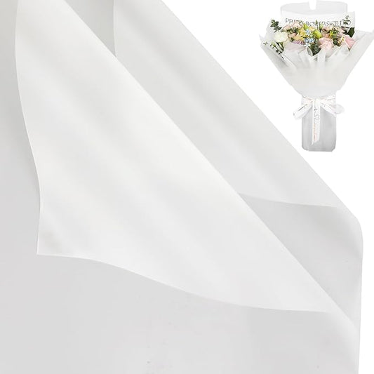 NESCCI 20 Sheet Flower Wrapping Paper - Waterproof Floral Bouquet Wrapping Paper, Florist Supplies Packaging Paper for Wedding Birthday Gift DIY(Transparent White)
