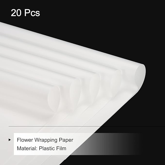 MECCANIXITY 20 Pcs Flower Wrapping Paper Pure White 22.8"x22.8" Waterproof for Florist Bouquet Supplies, DIY Crafts, Gift/Gift Box Packaging