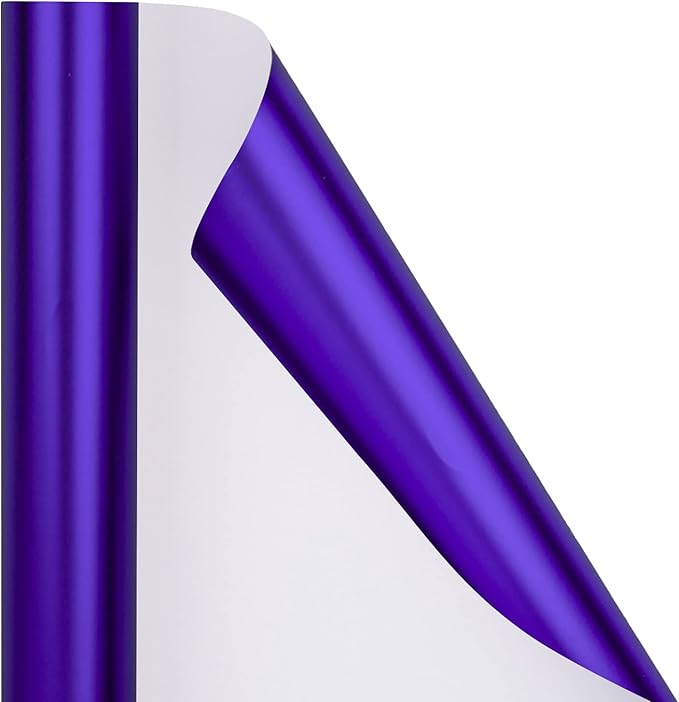 RUSPEPA Dark Purple Wrapping Paper - Solid Color Matte Metallic Foil Gift Wrap Paper Roll Perfect for Wedding, Birthday, Christmas, Baby Shower - 17 Inches X 32.8 Feet