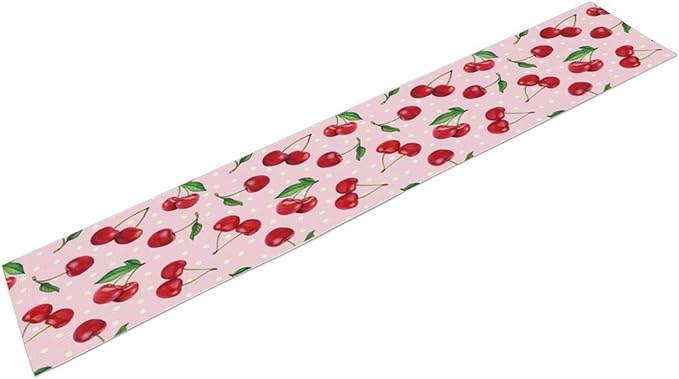 Red Cherry Table Runner,Spring Summer Fruit Tropical Birthday Party Decorations Dining Room Home Kitchen Table Decor 13 x 90Inch