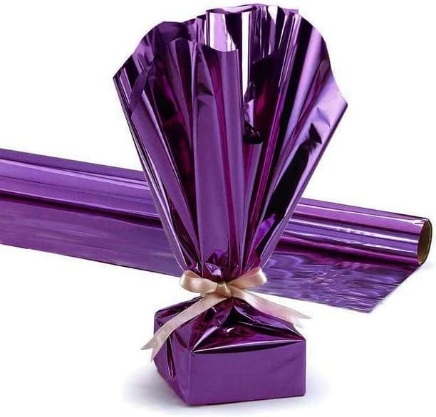 PMU Gift Wrap Mylar Roll Metallic Purple 2-sided, 48 Inches X 25 Ft Roll 1.4 Mil Highly Reflective Mylar Film, Great for Gifts, Birthdays, Christmas, Baskets, Arts & Crafts