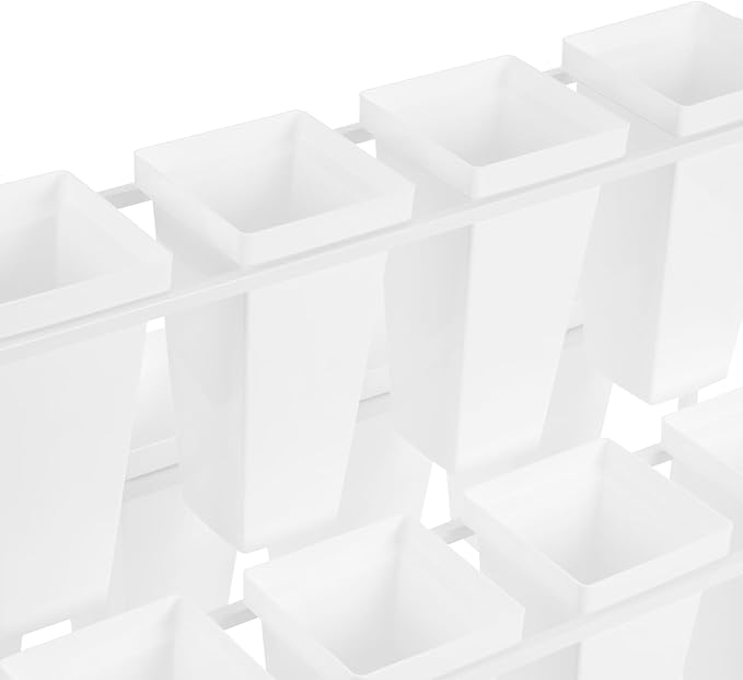 Flower Display Stand with 12 Pcs Buckets 3 Layers Metal Plant Stand Plant Cart Shelf Flower Bucket Rack Stand for Indoor Florist Garden Patio (White Stand-White Square Buckets)