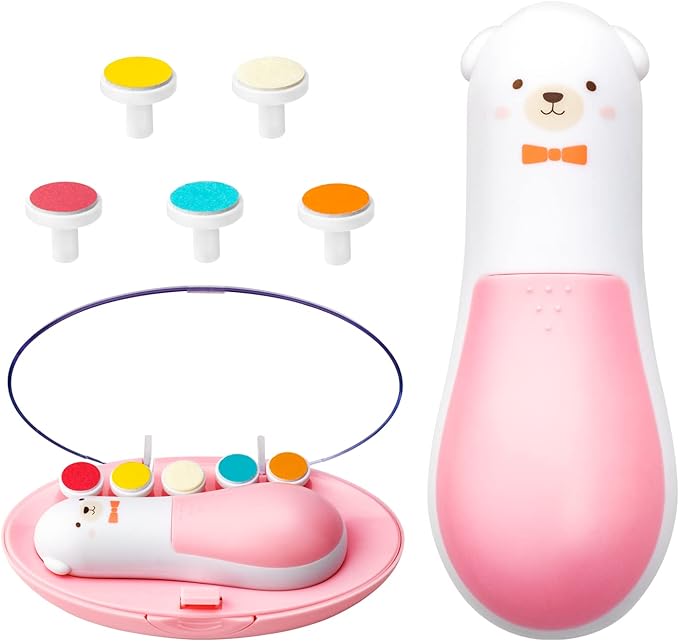 Baby Nail Trimmer Electric,Baby Clippers, 6 in 1 File,Nail File Grooming Kit Manicure Set for Toddler or Adults (Pink-New)