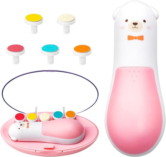 Baby Nail Trimmer Electric,Baby Clippers, 6 in 1 File,Nail File Grooming Kit Manicure Set for Toddler or Adults (Pink-New)