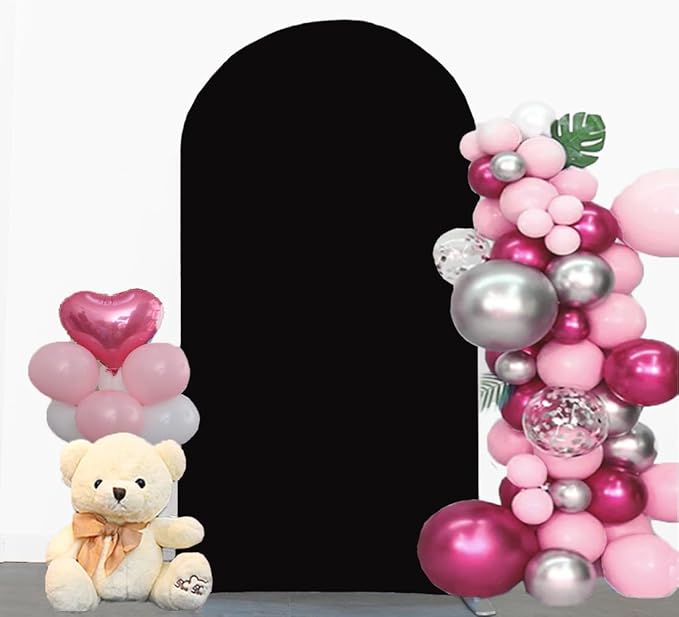 6FT Black Wedding Arch Cover, JFDYDM 6FT Arch Backdrop Cover, Black Arch Backdrop Covers for Wedding Birthday Party Celebration Decoration