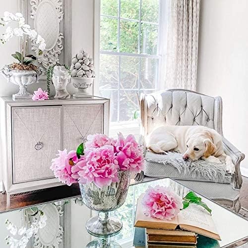 Serene Spaces Living 9” Antique Silver Glass Coupe Vase – Handmade, Vintage-Inspired Silver Vase Adds Elegance to Any Space, Use for Home Décor, Event Centerpieces and Much More, (Pack of 1)