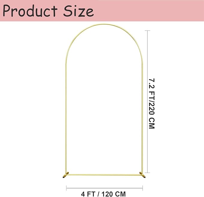 Wedding Arch Backdrop Stand for Parties,Metal Arch Backdrop Stand with Storage Bag for Wedding Ceremony Birthday Party Bridal Baby Shower Photo Booth Garden Floral Balloon Arches Decoration(7.2FT)