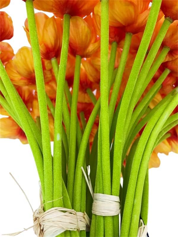 10 PCS High Quaulity Fresh Artificial Mini Real Touch PU/Latex Corn Poppies Decorative Silk Fake Artificial Poppy Flowers for Wedding Holiday Bridal Bouquet Home Party Decor (Orange)