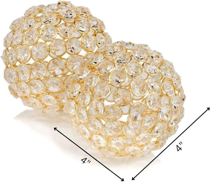 Modern Day Accents Facetas 4" Gold Cristal Spheres - Set of 2