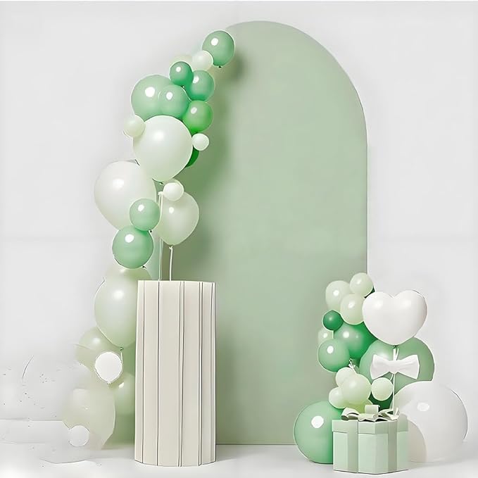 Two-Sided Sage Green 6.6FT Wedding Arch Cover, Sage Green Spandex Backdrop Covers for Party, 6.6 FT Arch Backdrop Covers for Gender Reveal Birthday Party Decor