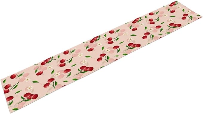 Cherry Table Runner,Spring Summer Fruit Tropical Birthday Party Decorations Dining Room Home Kitchen Table Decor 13 x 90In