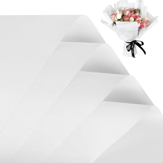 FUHITIM 20 Sheets Flower Wrapping Paper -Waterproof Floral Bouquet Wrapping Paper Used for DIY Crafts, Gift Packaging, Florist Supplies Packaging Paper for Wedding Birthday Gift (White)