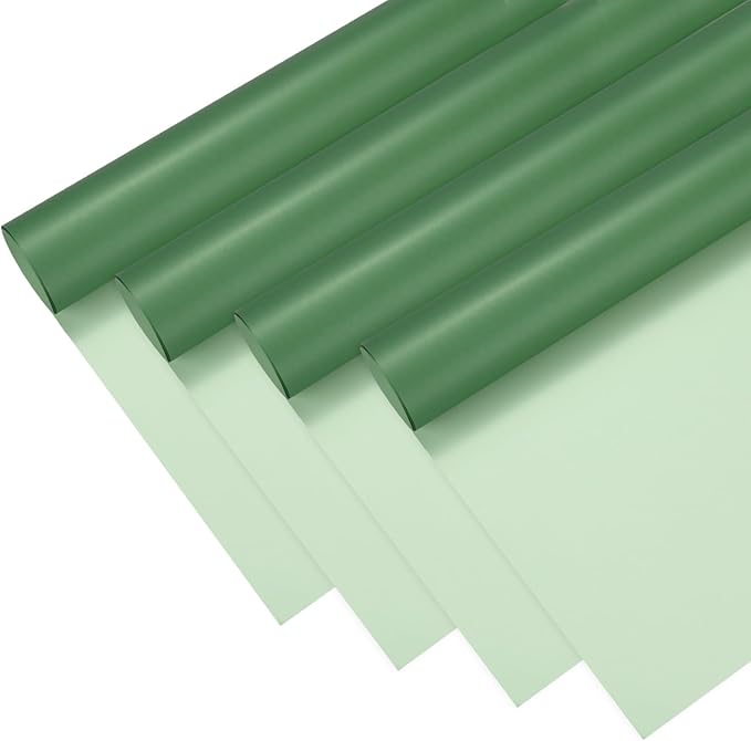M METERXITY 20 Sheets Flower Wrapping Paper Bouquet 23 Inch Double-Sided Green & Dark Green BOPP Waterproof Floral Wrapping Paper Flower Packaging DIY for Wedding/Party/Gift Bouquet Wrap Paper