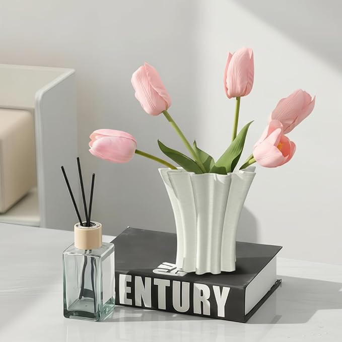 Contemporary White Ceramic Vase, Abstract Irregular Shape Sculptural Accent for Home Decor, Modern Artistic Centerpiece for Coffee Table or Bookshelf