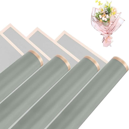 MECCANIXITY Flower Bouquet Wrapping Paper, 56cm/22 Inch Waterproof Floral Wrapping Paper for Flower Bouquet DIY Gift, Wedding, Birthdays, Valentine's Day, Pack of 20(Dark Gray)