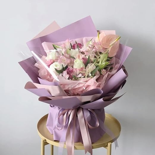 BBJ WRAPS Double Color Flower Wrapping Paper Waterproof Florist Bouquet Packaging Wraps 20 Sheets 23.6x23.6 Inch (Cadet Blue)