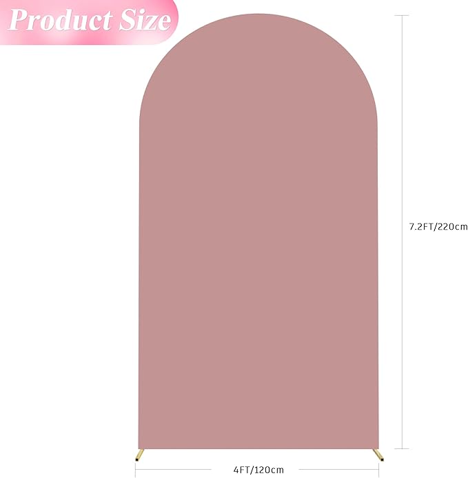 Wokceer 7.2FT Wedding Arch Cover Spandex Fitted Wedding Arch Stand Covers Round Top Chiara Arch Backdrop Cover for Birthday Party Ceremony Banquet Decoration Light Dusty Rose