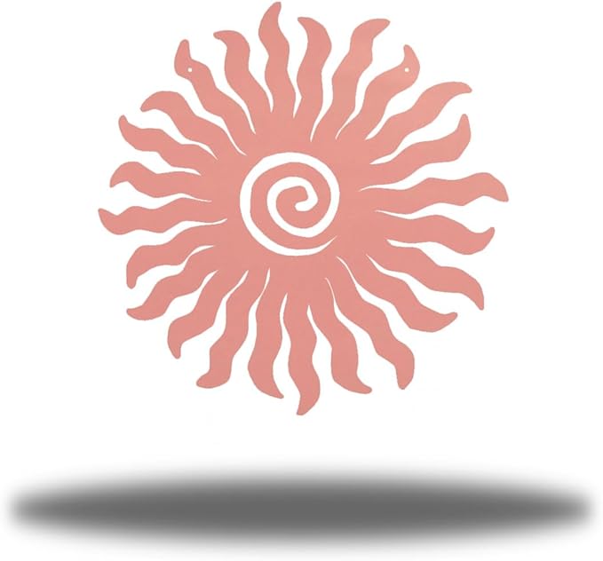 Riverside Designs Sunburst Metal Wall Art Steel Outdoor Decor - Heavy-Duty and Waterproof - Made in USA (30", Pink)