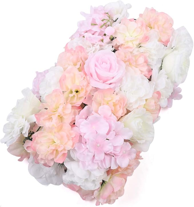 10Pcs 23.62"x 15.74" Artificial Flower Wall Panels,Flower Wall Mat Silk Flower Panels for Outdoor Garden Backyard Fence Fence Privacy Screen and Indoor Wall Decor(Light Pink,10Pcs)