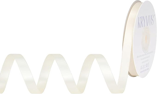 Ivory Satin Ribbon, Double Faced 3/8 Inch X 25 Yards Ivory Ribbon, Premium Satin Ribbon for Gift Wrapping, Crafts, Hair Bow Making, Sewing, Flower Bouquet, Wedding Party Decor