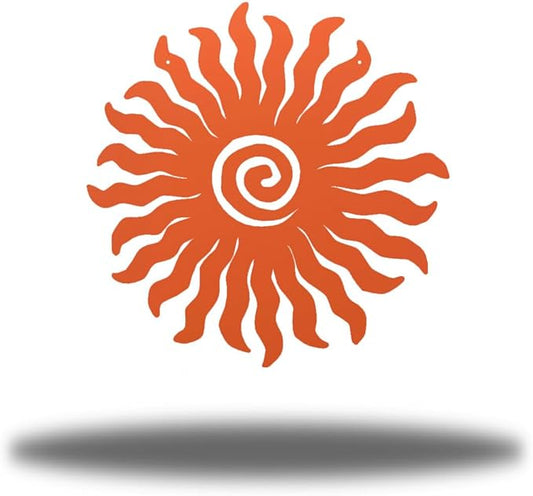 Riverside Designs Sunburst Metal Wall Art Steel Outdoor Decor - Heavy-Duty and Waterproof - Made in USA (36", Coral)