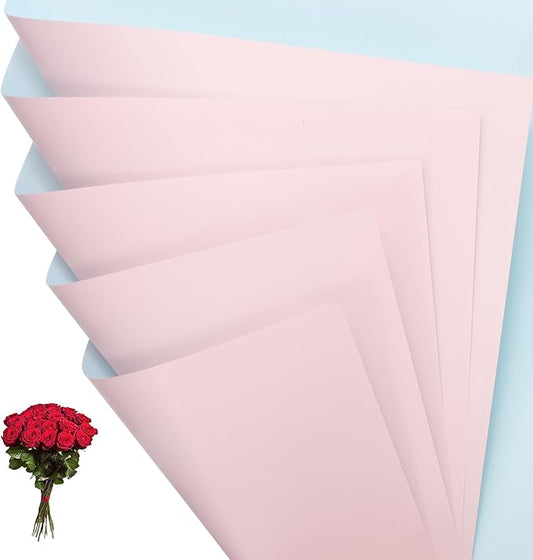 PATIKIL Flower Gift Wrapping Paper, 20 Sheets Double Sided Waterproof Bouquet Paper Wrap Florist Packaging Floral Papers for Wedding DIY Craft Valentine Mother's Day, Pink