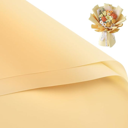 WRAPAHOLIC 20 Sheets Flower Wrapping Paper - 22.4 x 22.4 inch Pure Champagne Water-Resistant Floral Bouquet Wrapping Paper, Florist Supplies Packaging for Wedding Birthday Gift DIY
