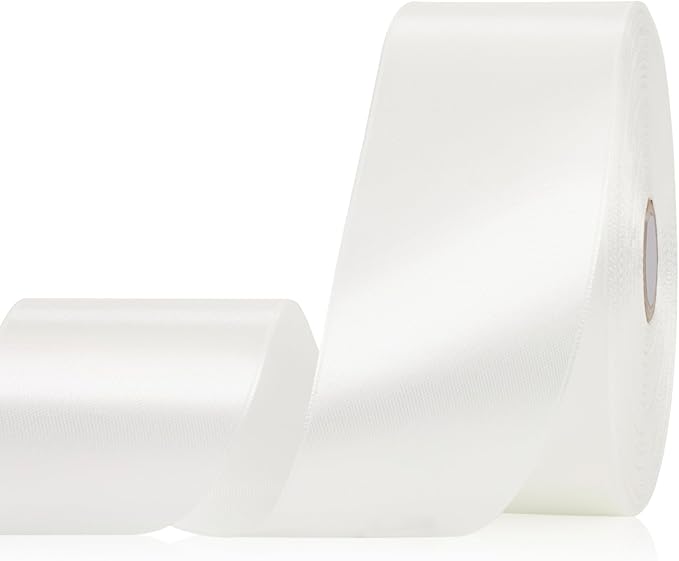White Satin Ribbon 2 Inch 60 Yards, Versatile Solid Polyester Ribbon for Flower Bouquet, Wedding, Crafts, Gift Wrapping, Baby Shower, DIY Bows and Outdoor Decor