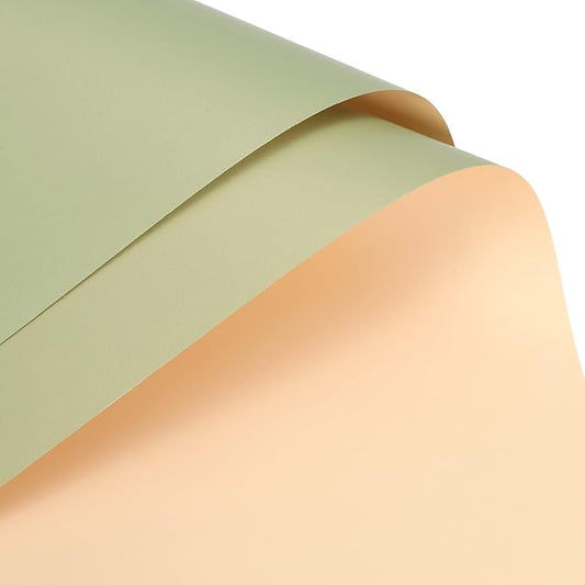 MECCANIXITY 10 Pcs Double Sided Color Flower Wrapping Paper Yellow-Green+Champagne 22.8"x22.8" Waterproof for Florist Bouquet Supplies, DIY Crafts, Gift Box Packaging