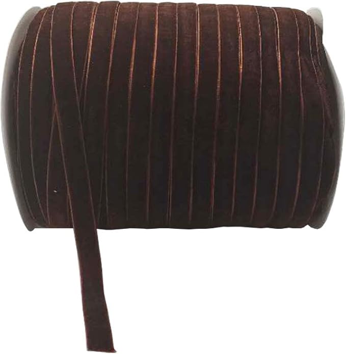 10 Yards Velvet Ribbon Spool (Coffee, 3/8")