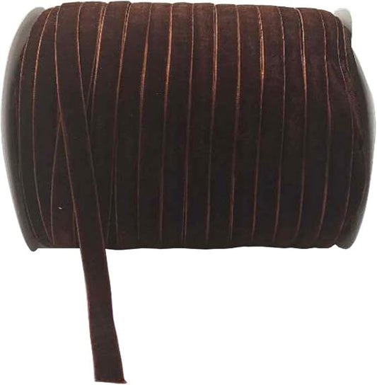 10 Yards Velvet Ribbon Spool (Coffee, 3/8")