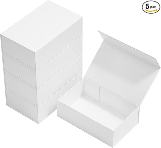 Gift Boxes White with Magnetic Closure Lid 12" X 6" X 4" Gift Boxe for Presents,Luxury for Gift Packaging, Bridesmaid Gifts Box, Magnetic Gift Boxe for Gifts, Cute Boxes,Birthday Gift Box,Christmas Gift Boxes(5PCS)