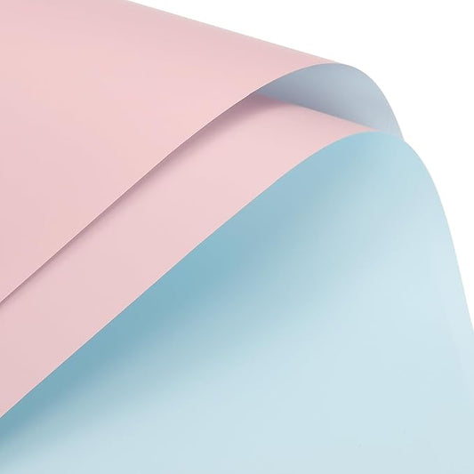 MECCANIXITY 20 Pcs Double Sided Color Flower Wrapping Paper Light Pink+Light Blue 22.8"x22.8" Waterproof for Florist Bouquet Supplies, DIY Crafts, Gift Box Packaging