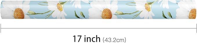 LeZakaa Daisy Wrapping Paper Roll for Girls Women, Light Blue Daisy Fresh CheerfuDesign, for Spring Summer Baby Shower, Bridal Shower, Mini Roll 17 in x 16.4 Ft