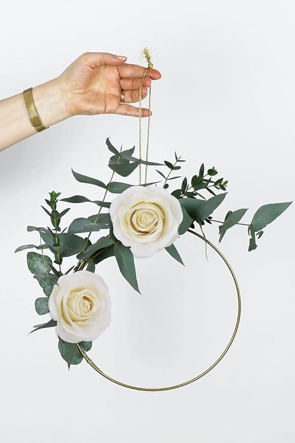 Artificial Rose Flower Artificial Flowers Flower with Long Stem Silk Roses Bouquet for Wedding Bridal Shower Party Home Decoration (Beige, 12 Pcs)