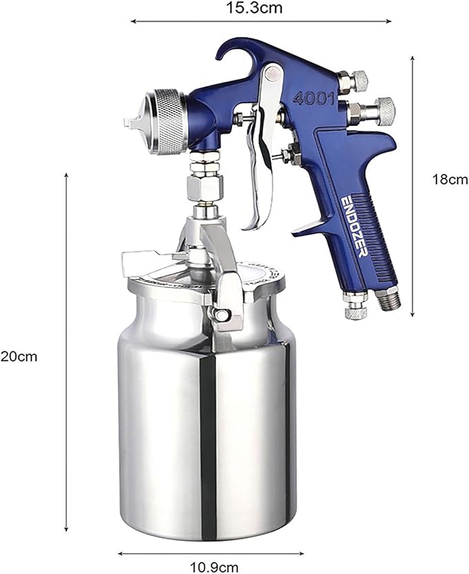 ENDOZER Professional Siphon Feed Spray Gun for Paint, Red Handle, 34 oz -1.8mm Nozzle for a Variety of Low Viscosity Paints（Blue）
