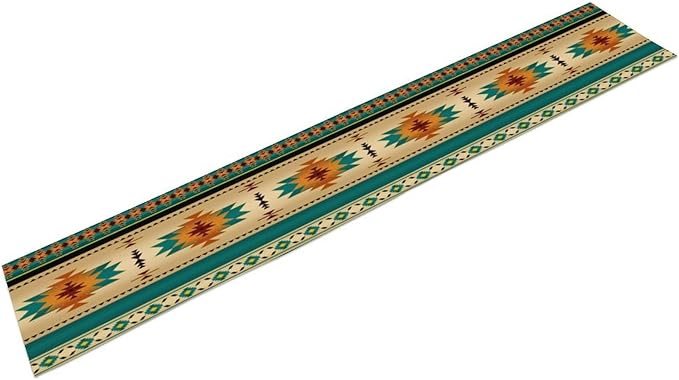 Aztec Southwest Table Runner, Ethnic Style Design Geometric Triditional Kitchen Table Runners Table Setting Decor for Garden Farmhouse Wedding Party Holiday Dinner Home, 13x90 Inch
