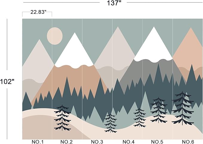 Eierme-Baby Mural Photo Wallpapers with Mountains Sun Trees Peel and Stick 137" x 102"