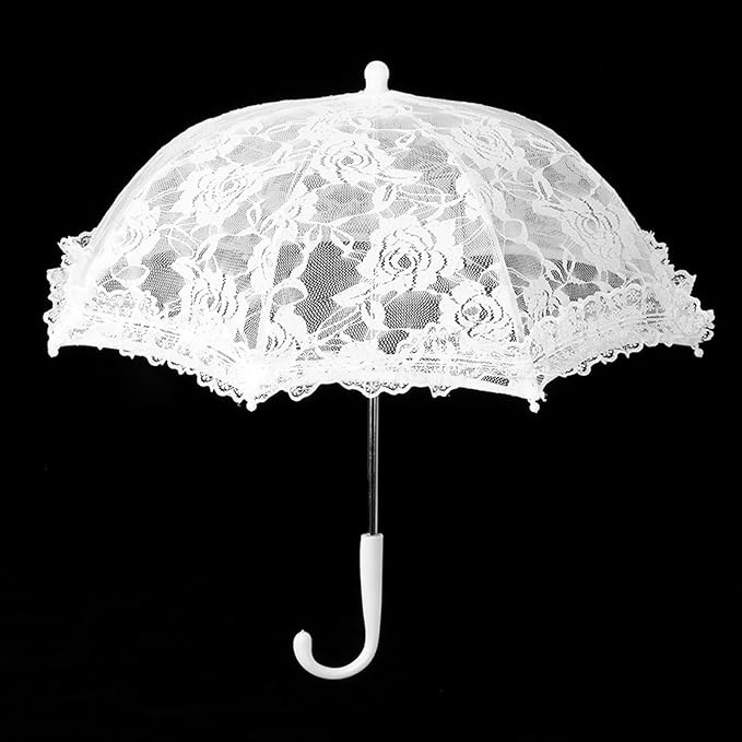 Hilitand Lace Umbrella White Embroidery Fashion Romantic Wedding Party Photography Decoration Umbrella Lightweight Mesh Parasol Lace Umbrella