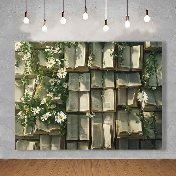7x5ft Book Photography Backdrop Green Leaves Backdrop Book Butterfly Background for Kids Adults Birthday Lovers Party Decorations Supplies KUBYW008