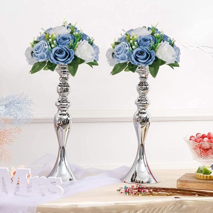 Sziqiqi Blue Flowers Artificial for Decoration Silk Kissing Balls for Wedding Bulk - Artificial Flower Ball Center Pieces Decoration for Table Floral Arrangement