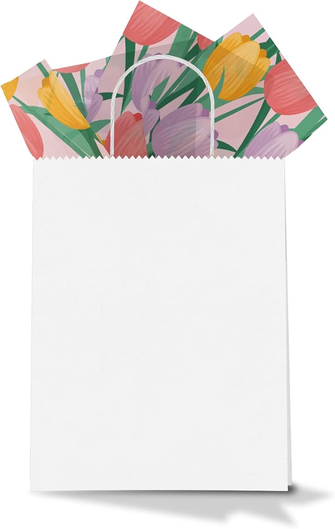 Pro Supply Global Tulips Printed Tissue Paper for Gift Bags or Boxes and Wrapping - Spring Floral Bulk Decorative Art Tissue Paper for Packaging and Gifting | 24 Sheets 20" x 30"