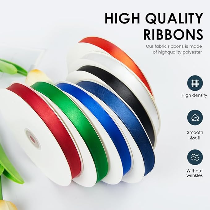 1/8" Wide x 100 Yards Single Face Polyester Satin Ribbon, Satin Ribbon for Crafts, Gift, Hair Bows, Wedding Party Decoration, Bow Making & Other Projects (Red)