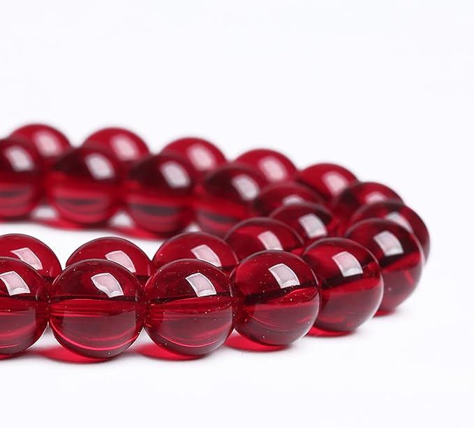 8MM 45PCS Garnet Red Glass Crystal Spacer Loose Beads for Jewelry Making DIY Bracelet 15 Inches 1 Strand