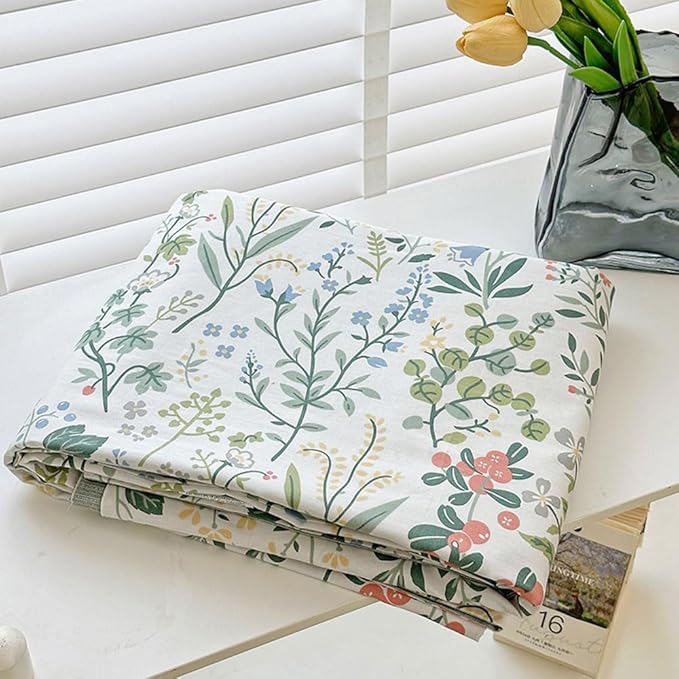 EAVD Vintage Style Garden Botanical Duvet Cover King Soft Cotton Chic Shabby Colorful Leaves Floral Bedding Set with 2 Pillowcases Fresh Floral Duvet Cover with Zipper Closure